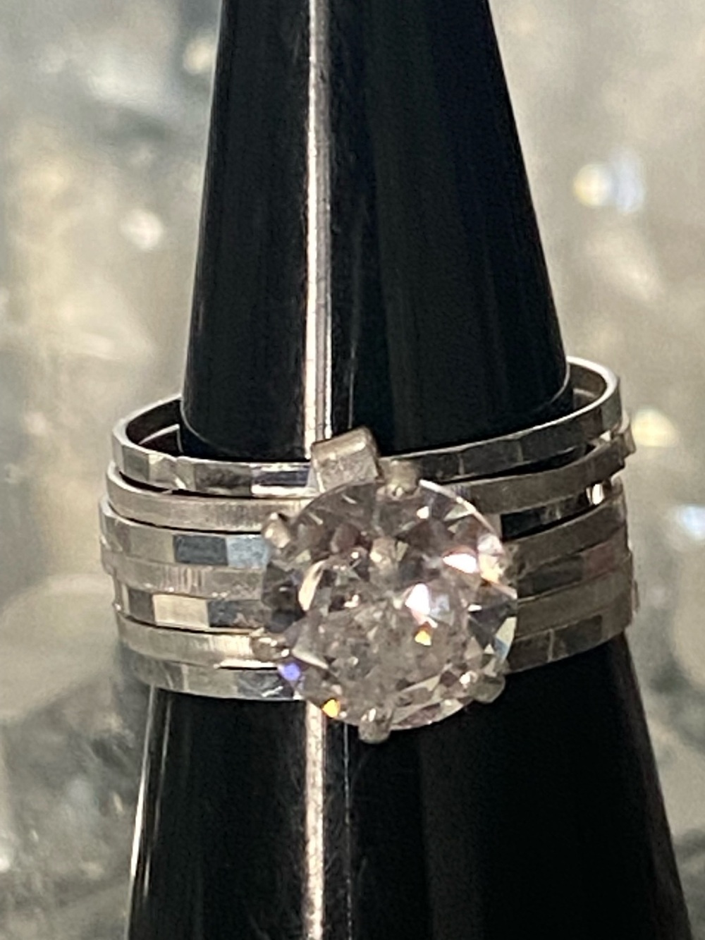 Brilliant White CZ Stackable Ring 7 band ring ( semanario)- Silver- 925